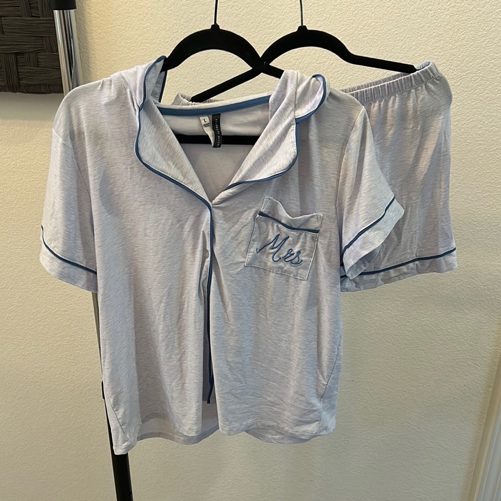 Light Blue Bridal PJ set, Size Large